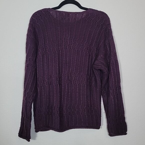 Vintage The Limited Womens Chunky Knit Henley Sweater Size S Purple Wool Blend - Picture 11 of 13